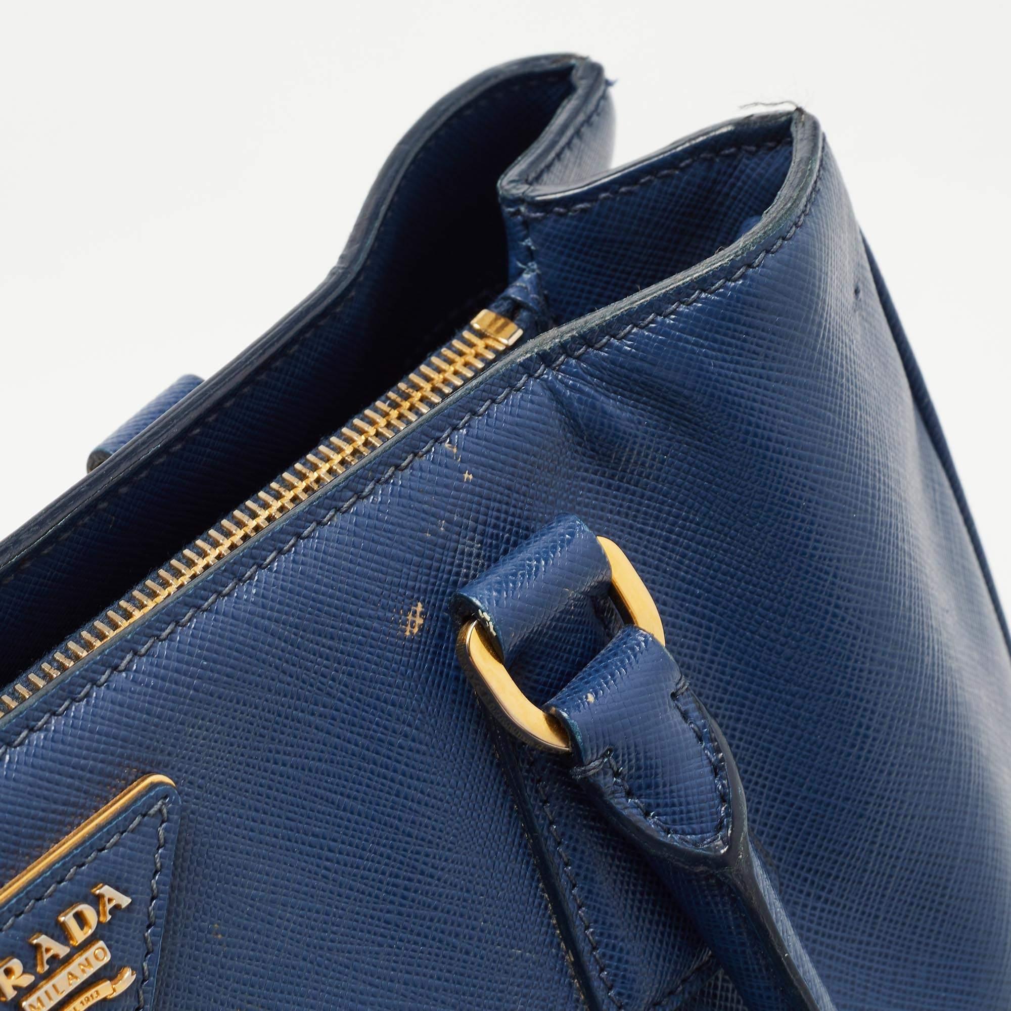 Prada Blue Saffiano Leather Medium Gardener's Tote 2