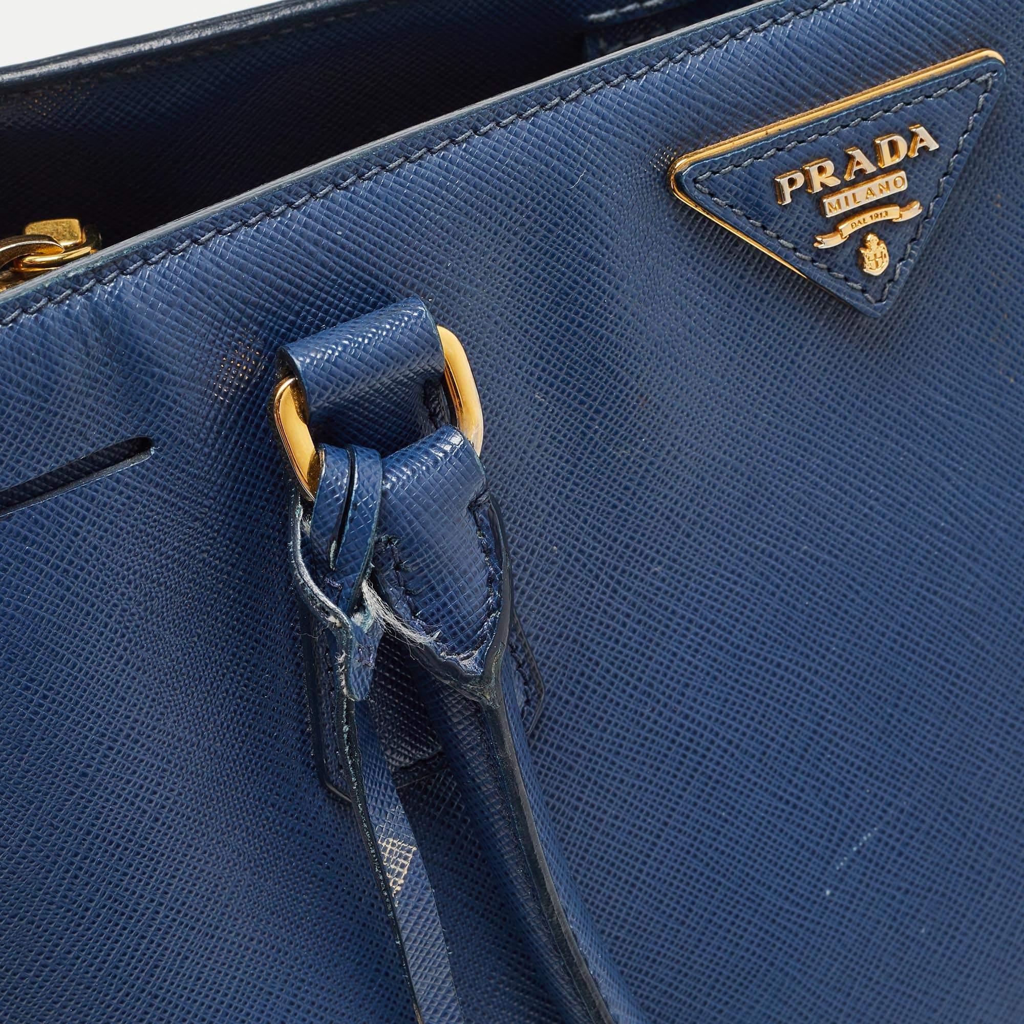 Prada Blue Saffiano Leather Medium Gardener's Tote 3