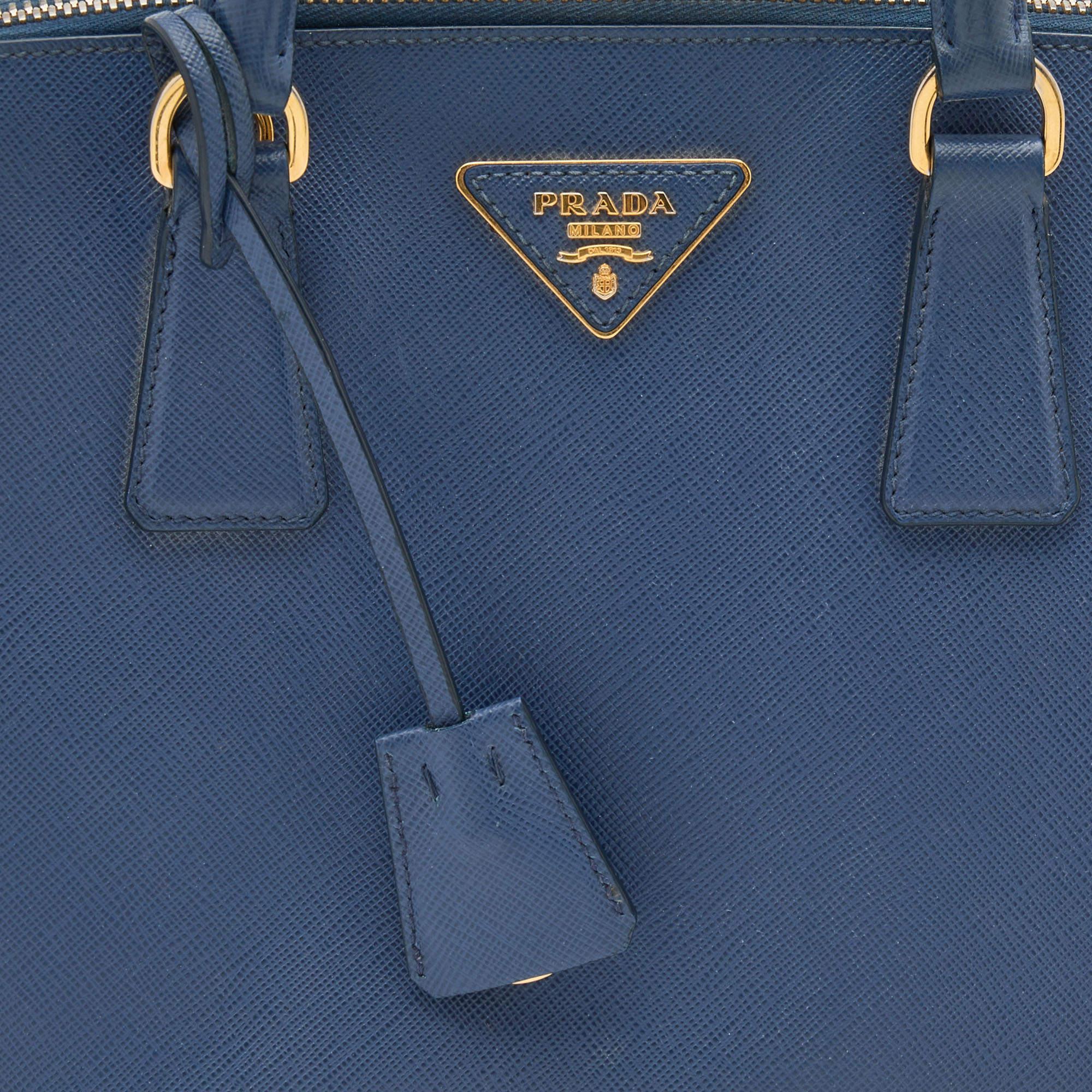 Prada Blue Saffiano Leather Medium Promenade Satchel 4