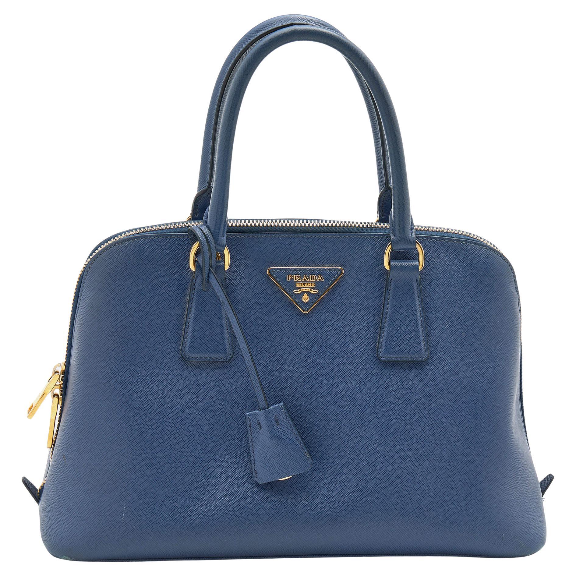 Prada Blue Saffiano Leather Medium Promenade Satchel