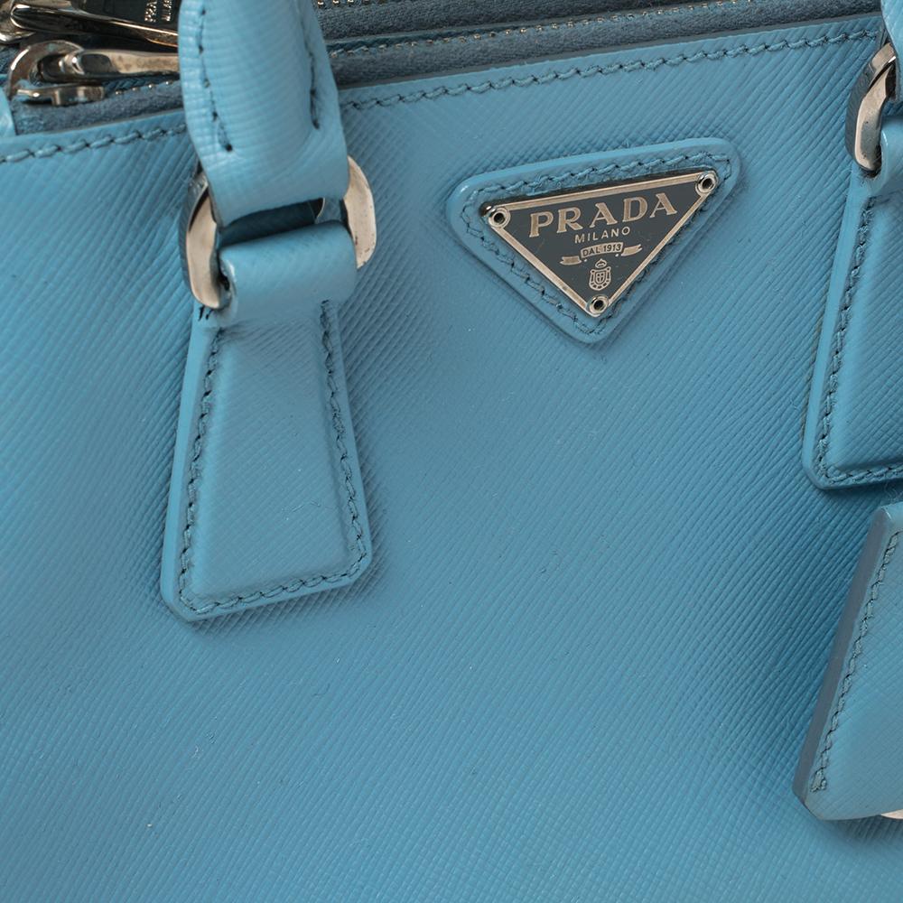 Prada Blue Saffiano Leather Mini Galleria Tote Bag 6