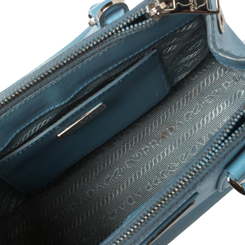Prada Blue Saffiano Leather Mini Galleria Tote Bag 2