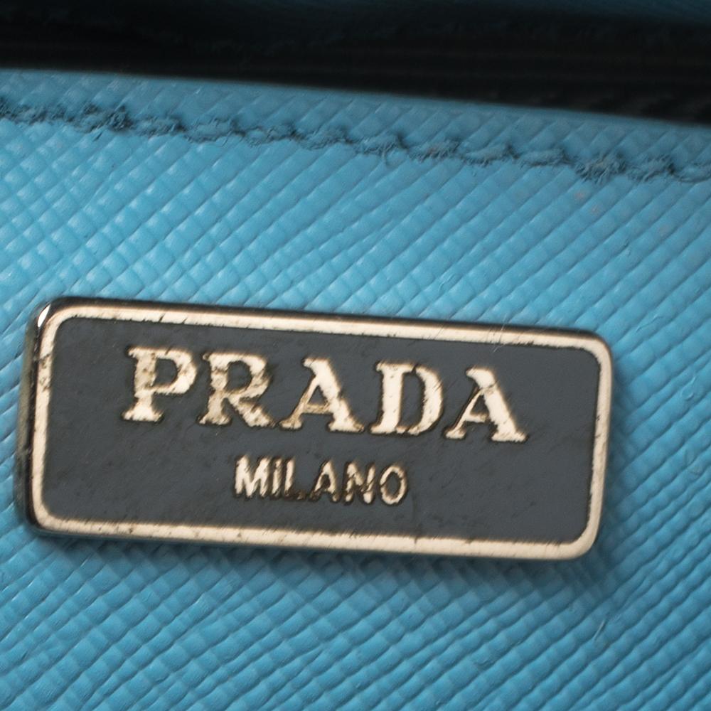 Prada Blue Saffiano Leather Mini Galleria Tote Bag 3