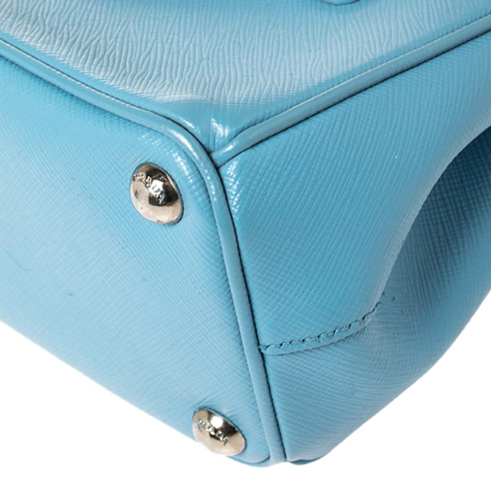 Prada Blue Saffiano Leather Mini Galleria Tote Bag 4
