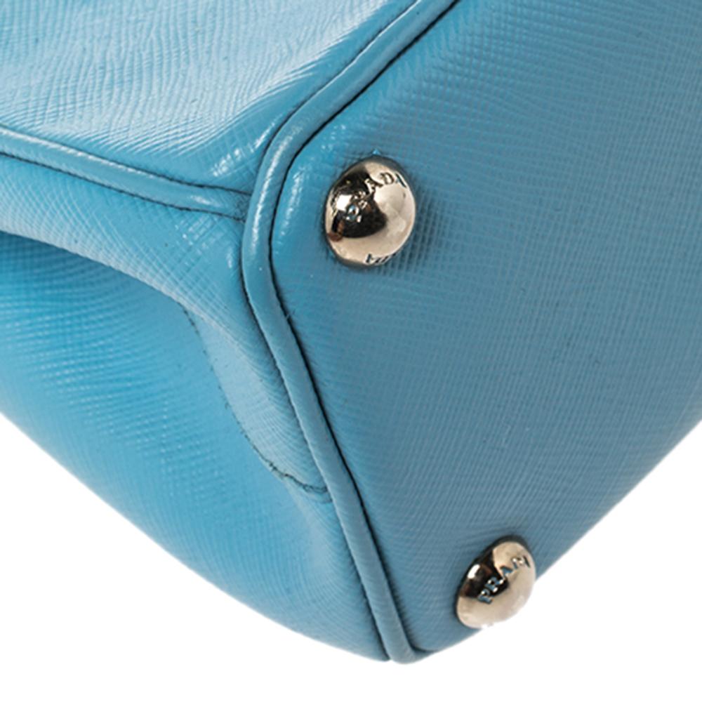 Prada Blue Saffiano Leather Mini Galleria Tote Bag 5