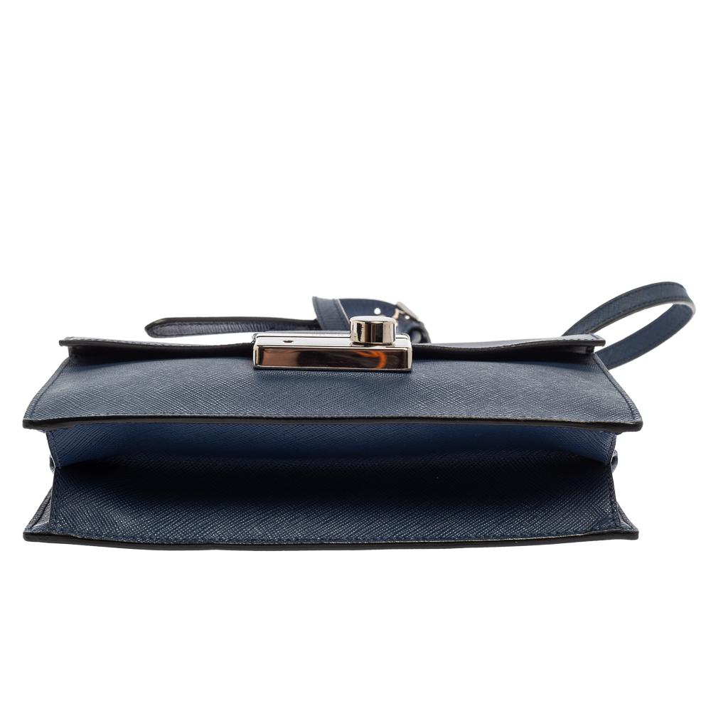Women's Prada Blue Saffiano Leather Mini Sound Top Handle Bag