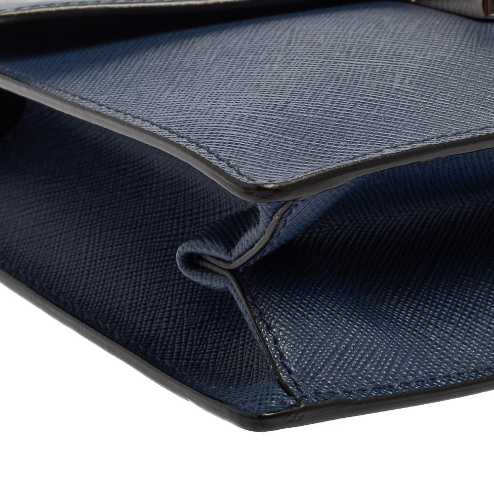 Prada Blau Saffiano Leder Mini Sound Top Handle Tasche 3