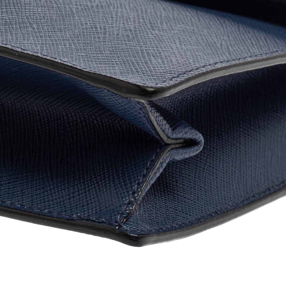 Prada Blue Saffiano Leather Mini Sound Top Handle Bag 4
