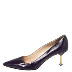 Prada Blue Saffiano Leather Pointed Toe Pumps Size 37.5