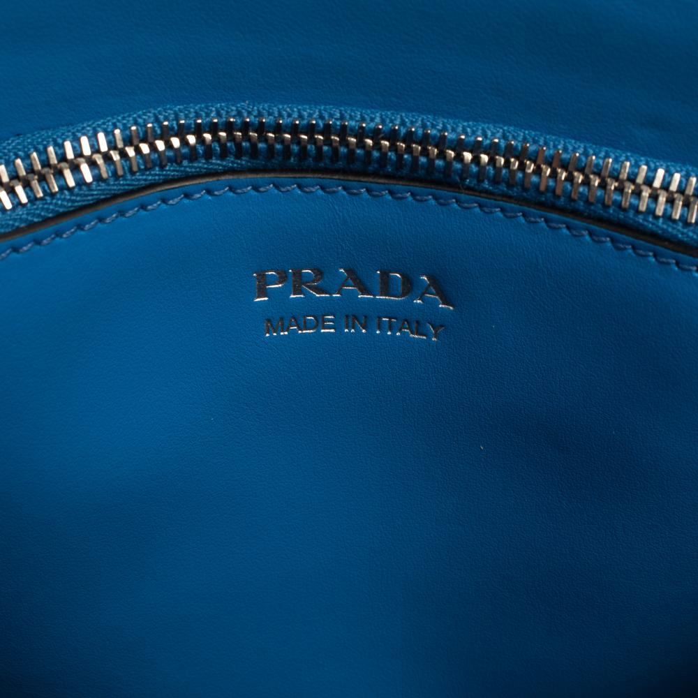 Prada Blue Saffiano Leather Small Monocrome Tote 5