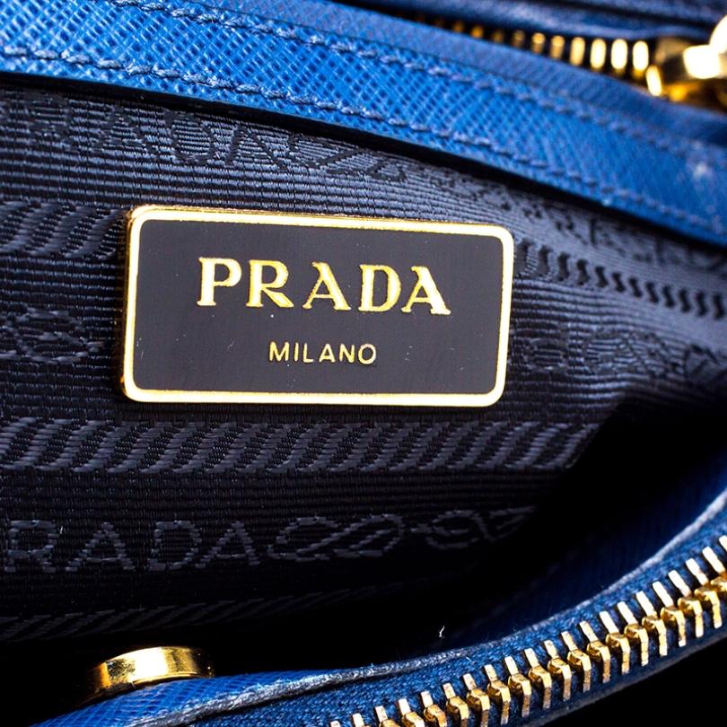 Prada Blue Saffiano Leather Small Tote 2