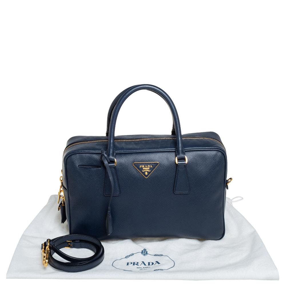 Prada Blue Saffiano Leather Top handle Bag 5