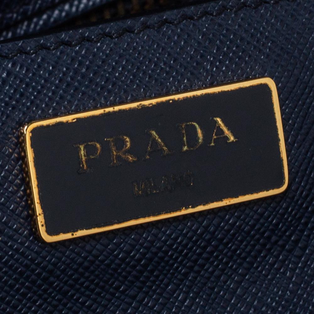 Black Prada Blue Saffiano Leather Top handle Bag