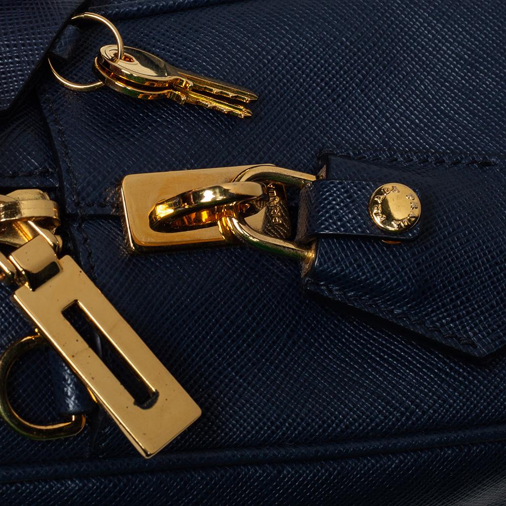 Women's Prada Blue Saffiano Leather Top handle Bag