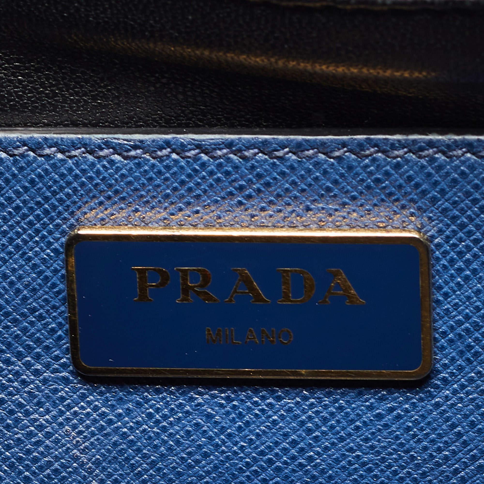 Prada Blue Saffiano Leather Triple Pocket Convertible Tote 9