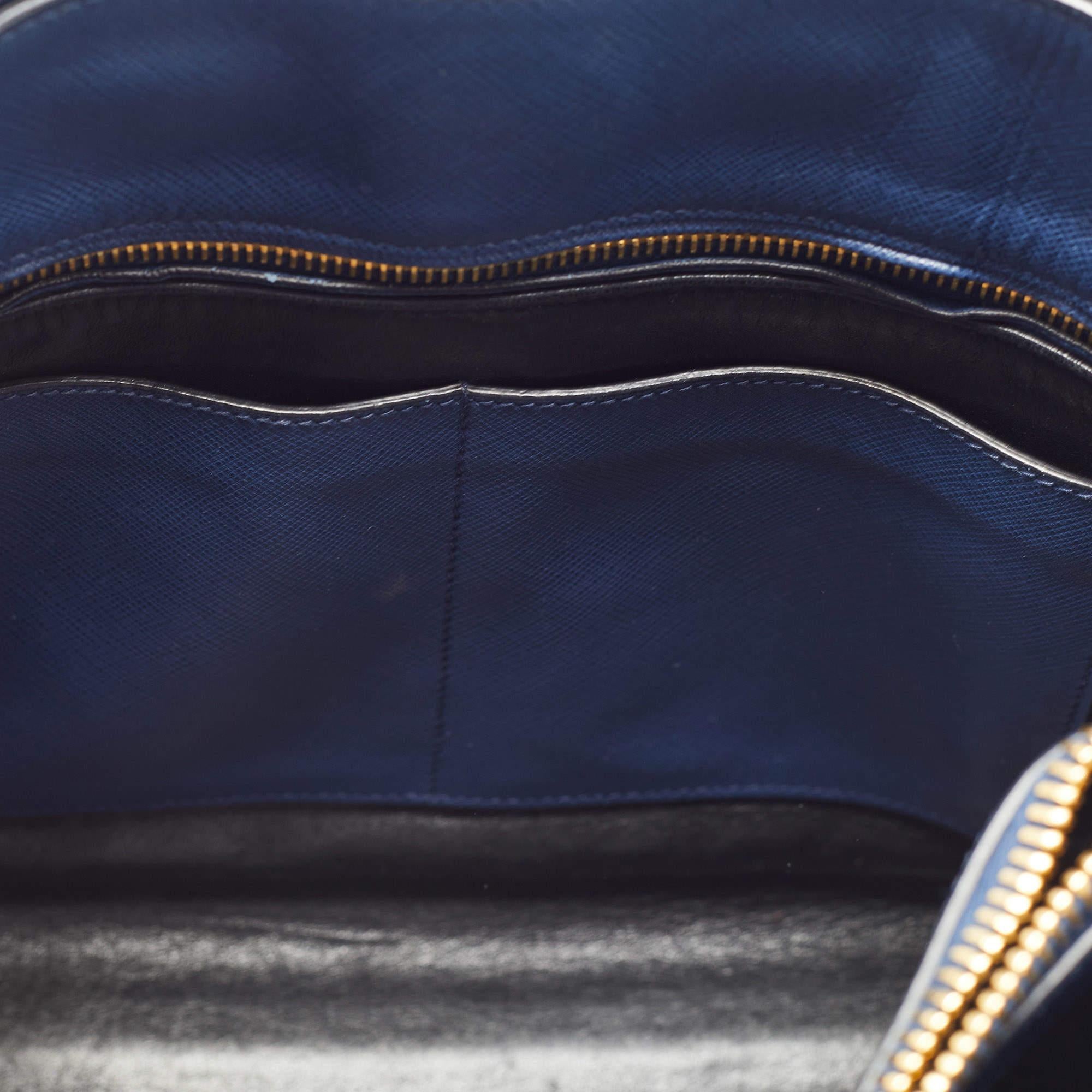Prada Blue Saffiano Leather Triple Pocket Convertible Tote 11