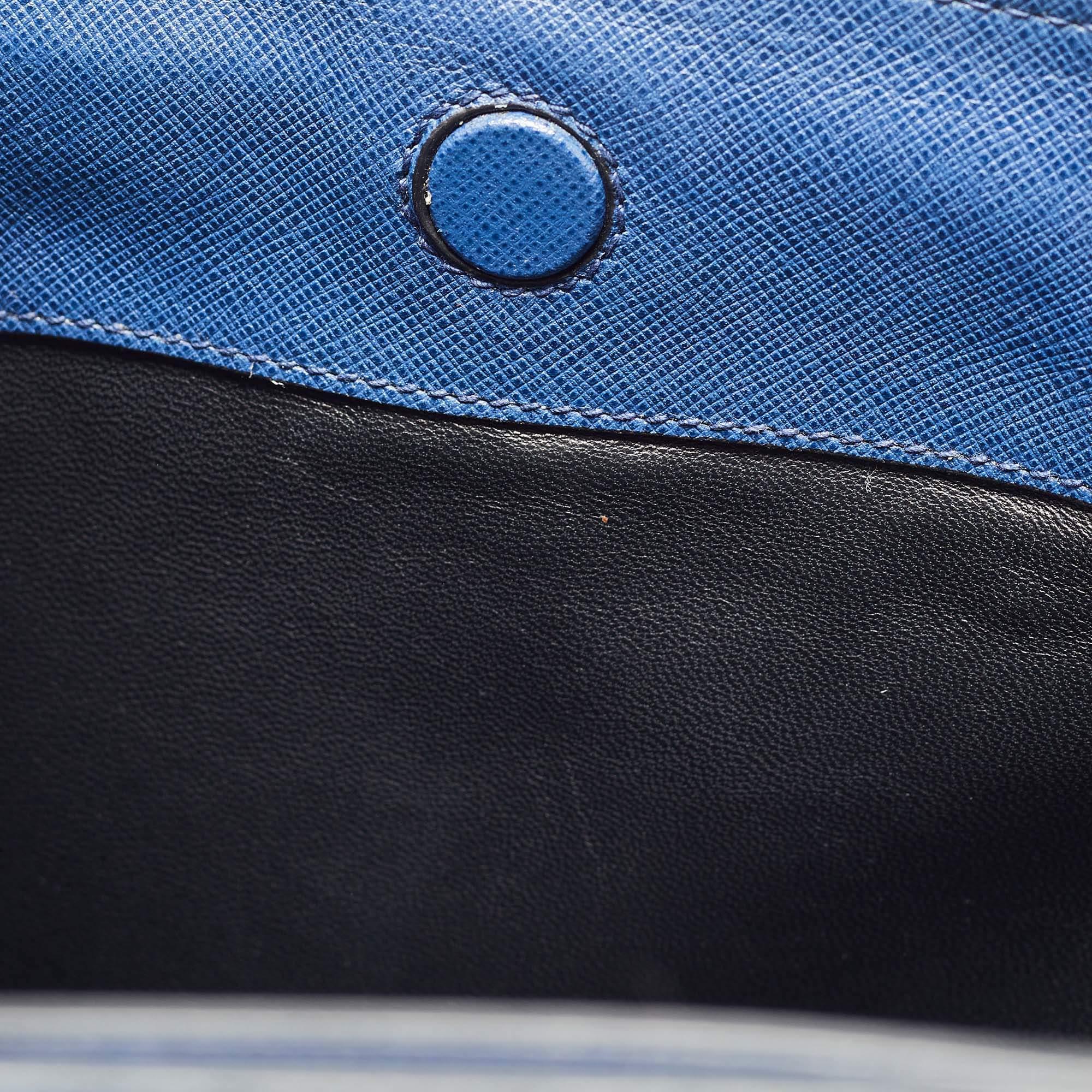 Prada Blue Saffiano Leather Triple Pocket Convertible Tote 13