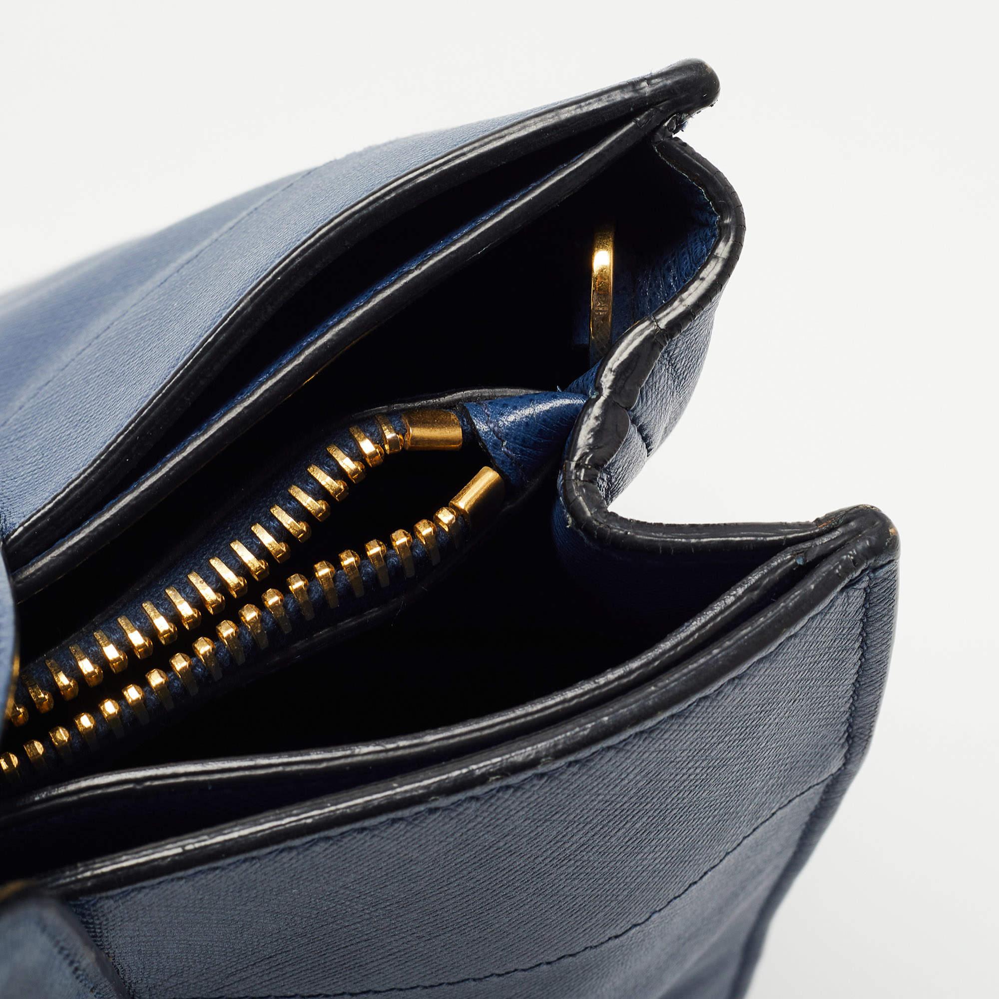 Prada Blue Saffiano Leather Triple Pocket Convertible Tote 14