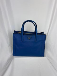 Prada Blue Saffiano Leather Triple Pocket Convertible Tote