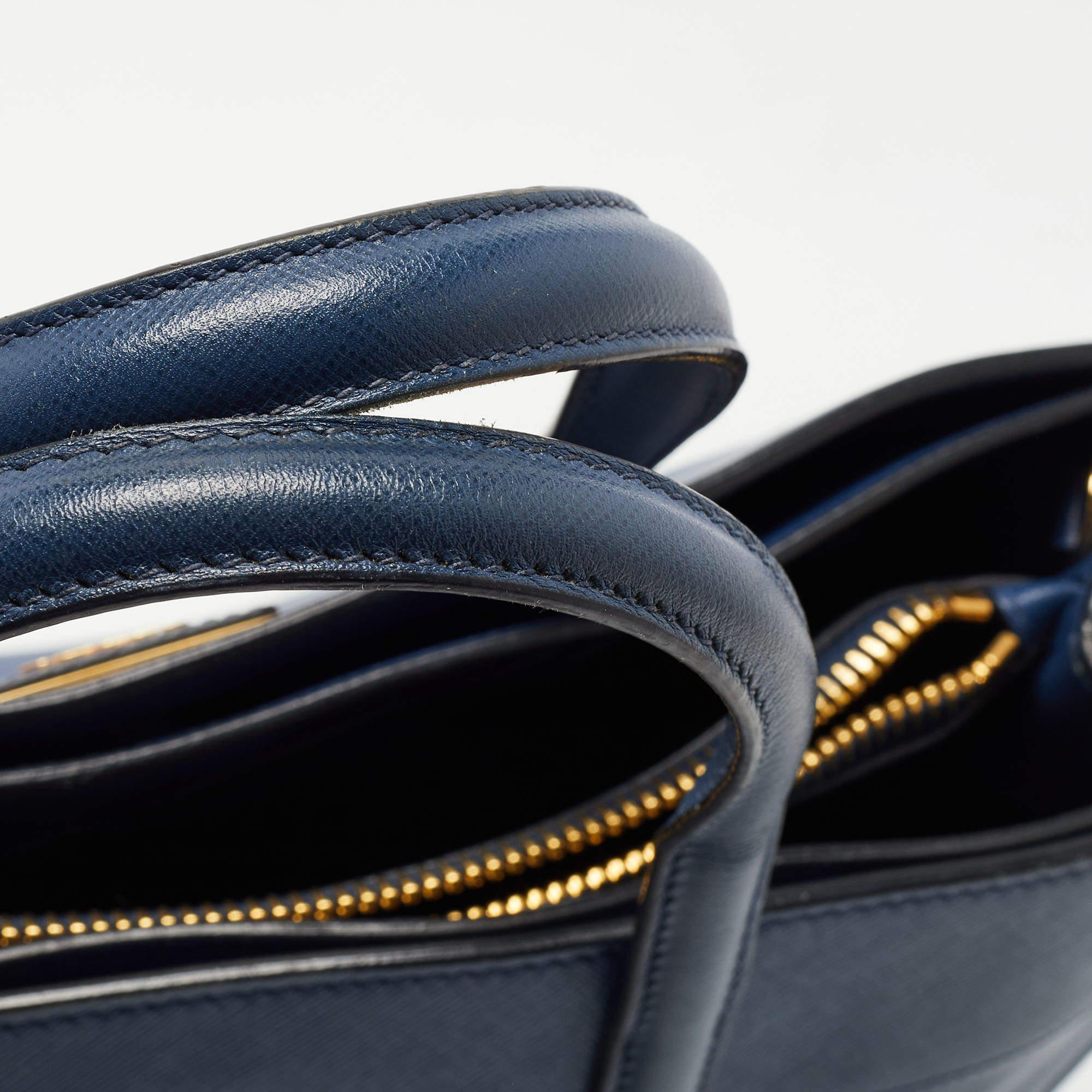Prada Blue Saffiano Leather Triple Pocket Convertible Tote 16