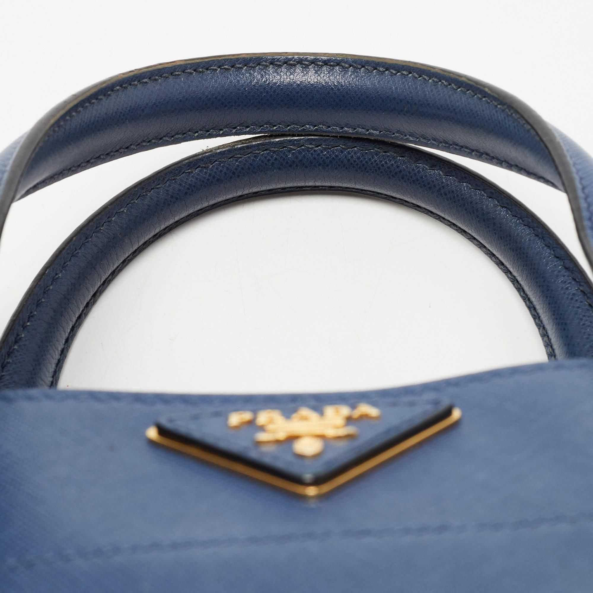 Prada Blue Saffiano Leather Triple Pocket Convertible Tote 2