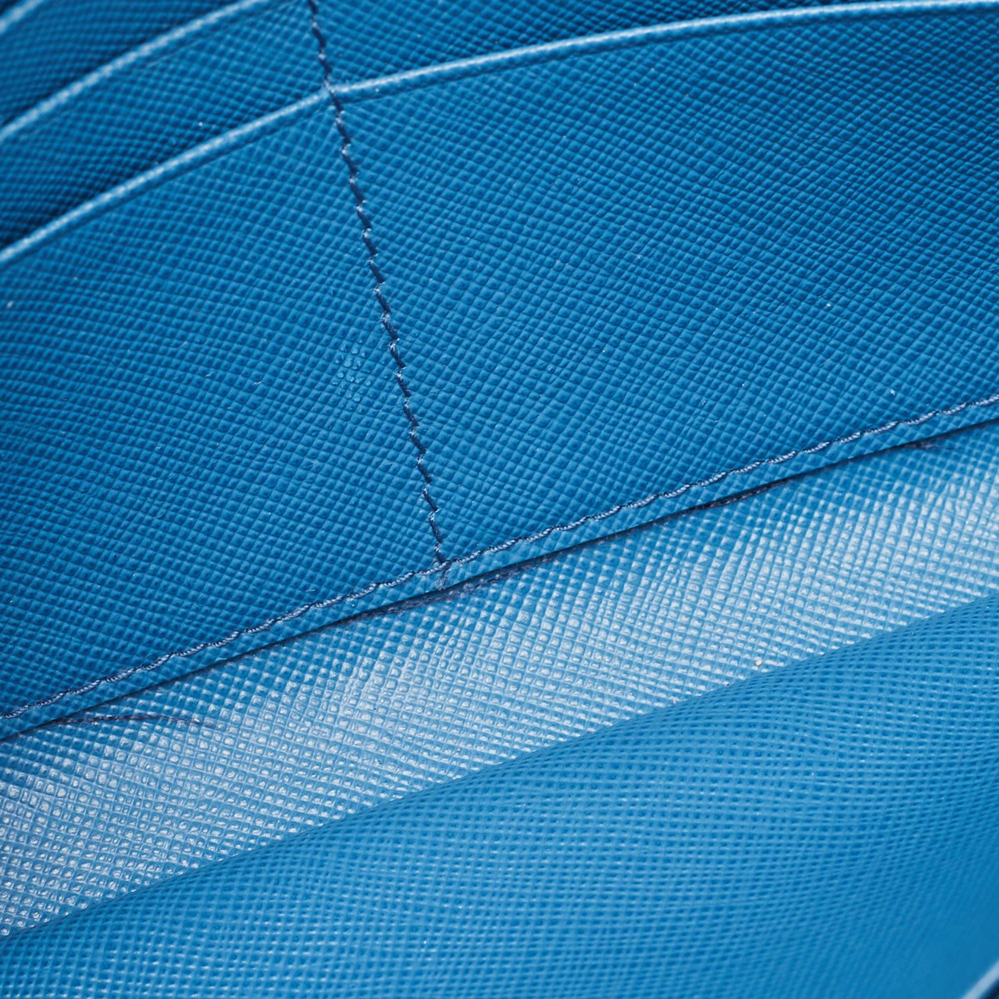 Prada Blue Saffiano Leather Wallet on Chain 7