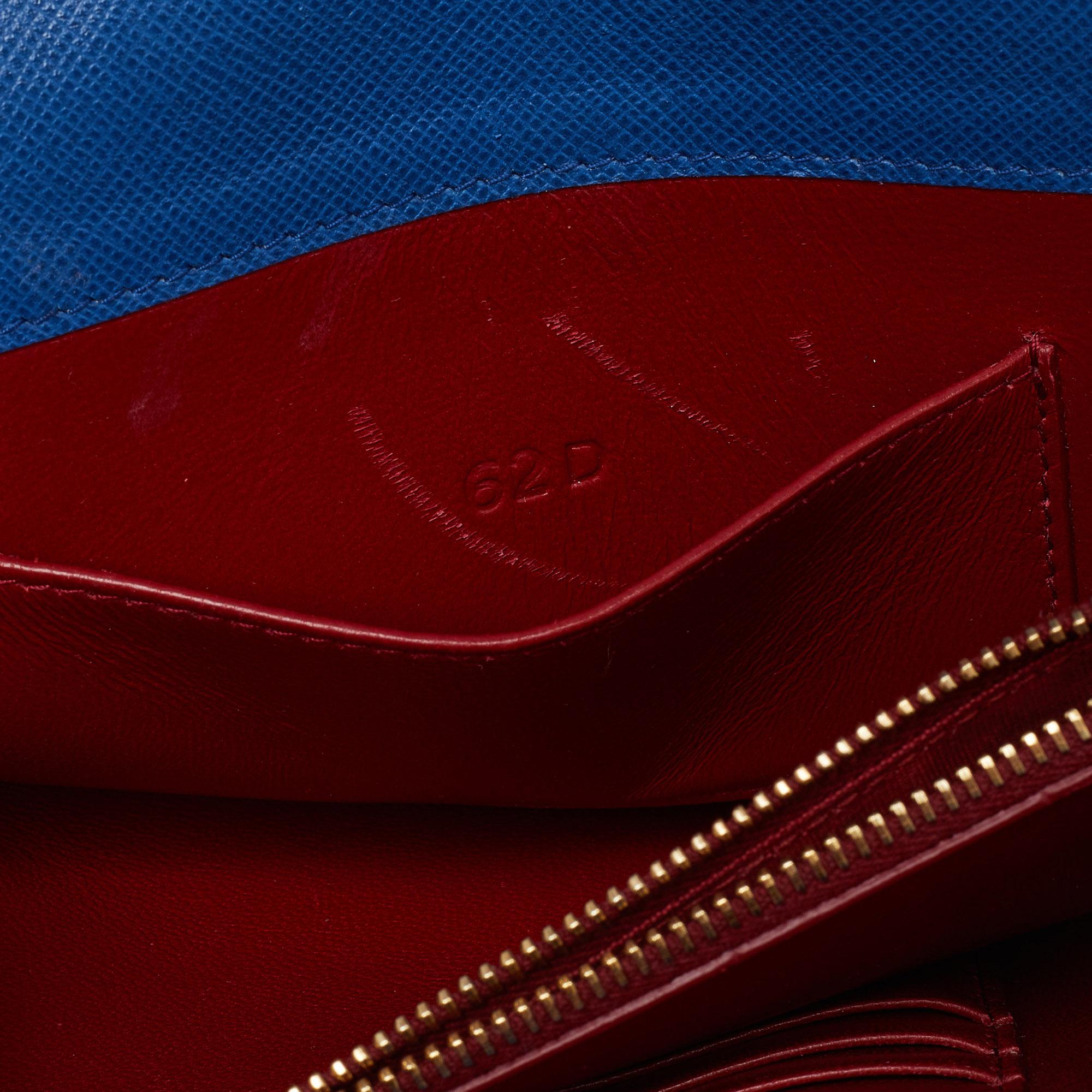 Prada Blue Saffiano Leather Wallet on Chain 4