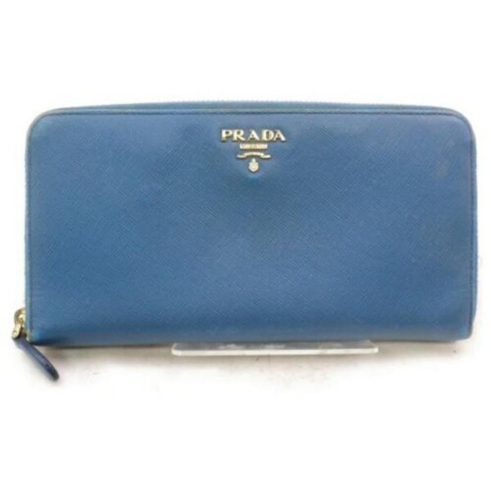 Prada Blue Saffiano Leather Zip Around Long Wallet Zippy Continental 860192 4