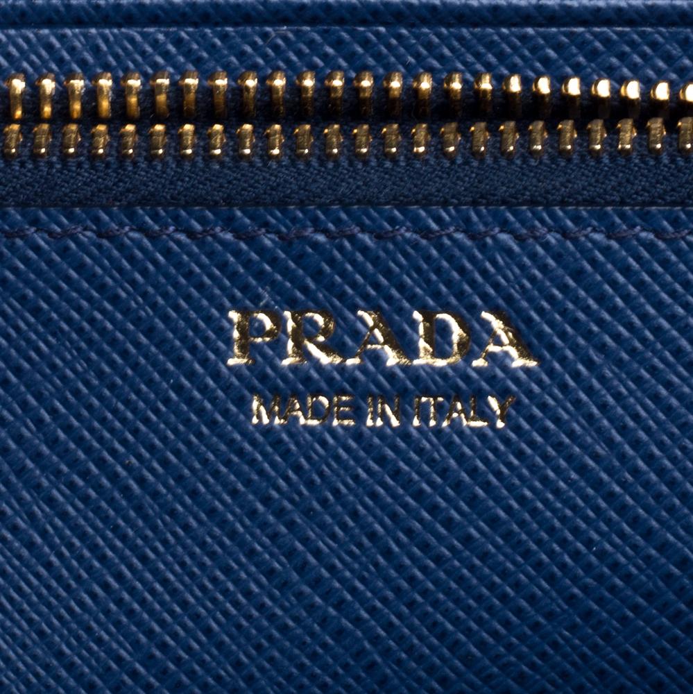 Prada Blue Saffiano Lux Leather Continental Flap Wallet 2