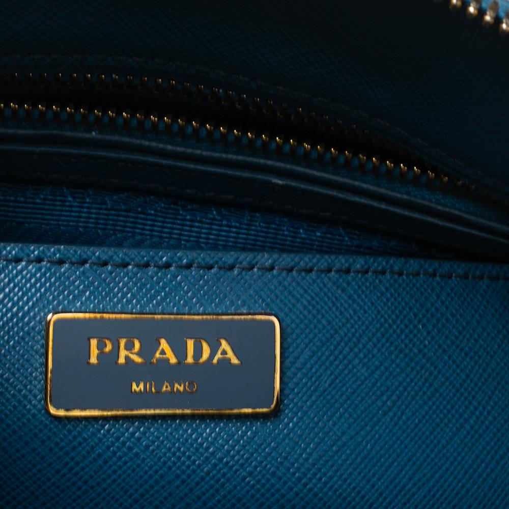 Prada Blue Saffiano Lux Leather Dome Satchel 1