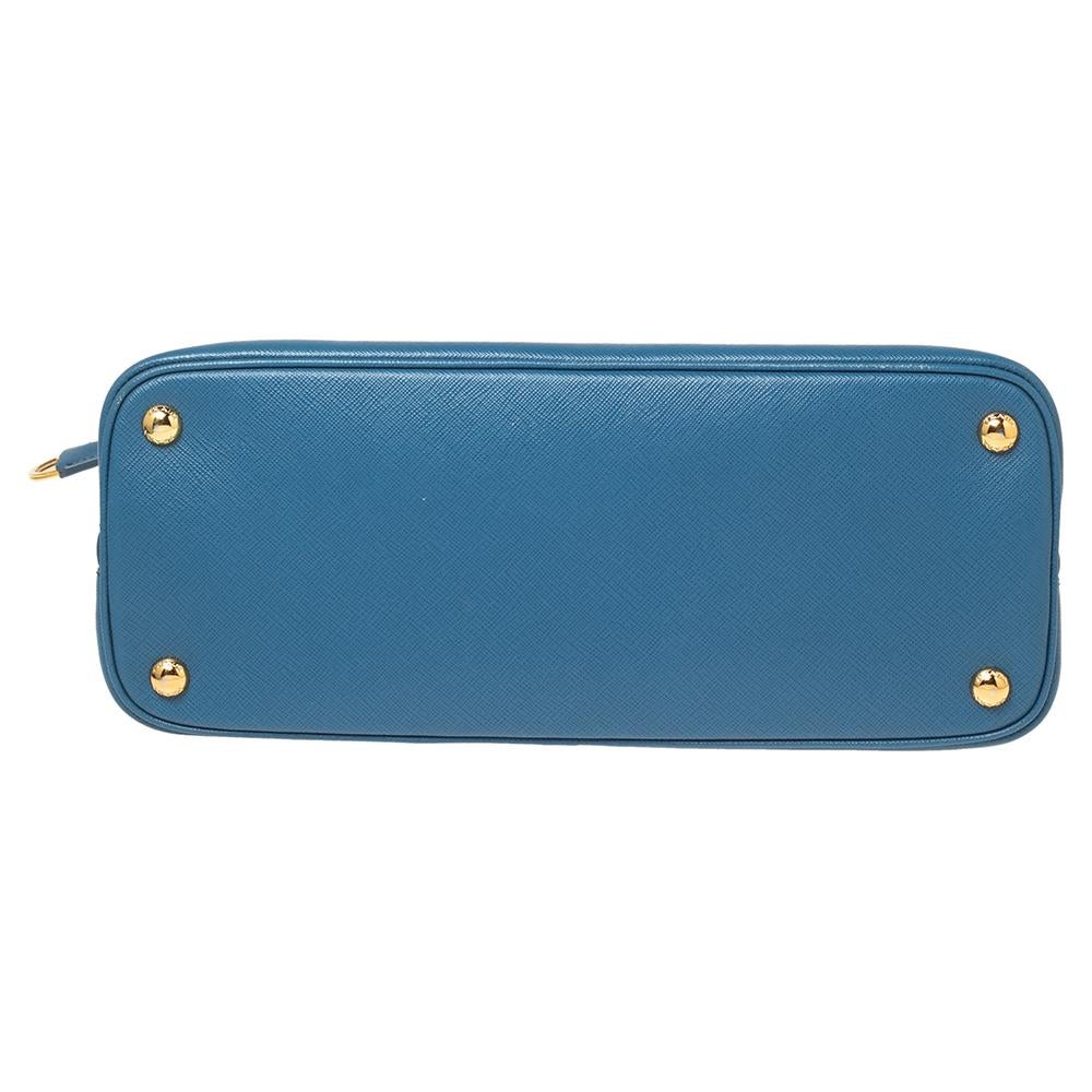 Prada Blue Saffiano Lux Leather Dome Satchel 3