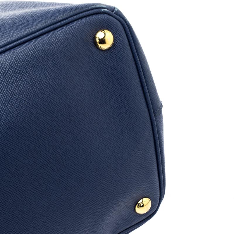Prada Blue Saffiano Lux Leather Double Zip Executive Tote 6