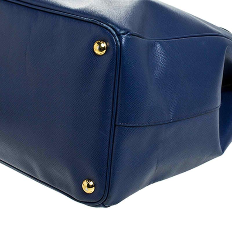 Prada Blue Saffiano Lux Leather Executive Double Zip Tote 2