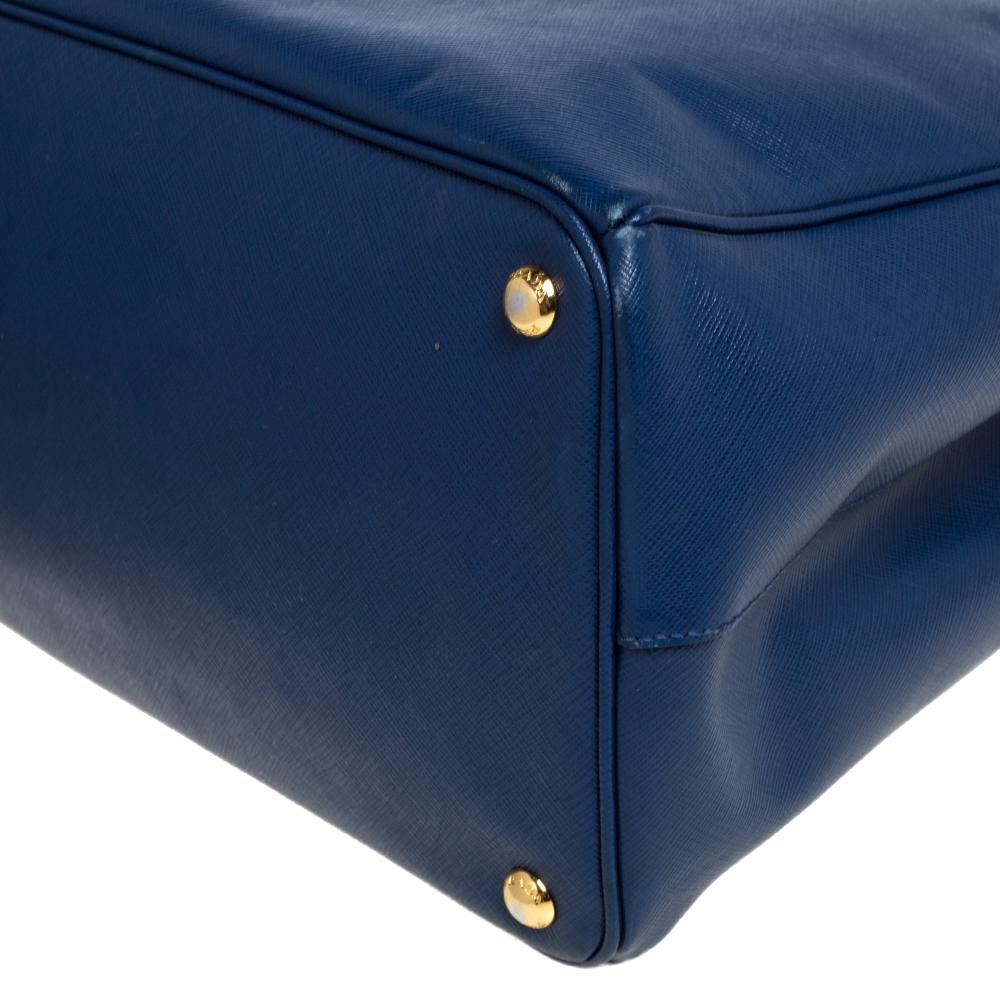 Prada Blue Saffiano Lux Leather Executive Double Zip Tote 3