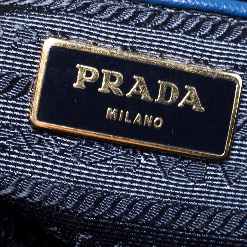 Prada Blue Saffiano Lux Leather Executive Double Zip Tote 5