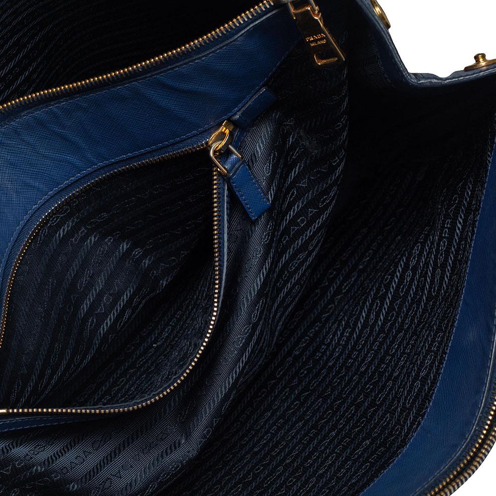 Prada Blue Saffiano Lux Leather Executive Galleria Tote 6