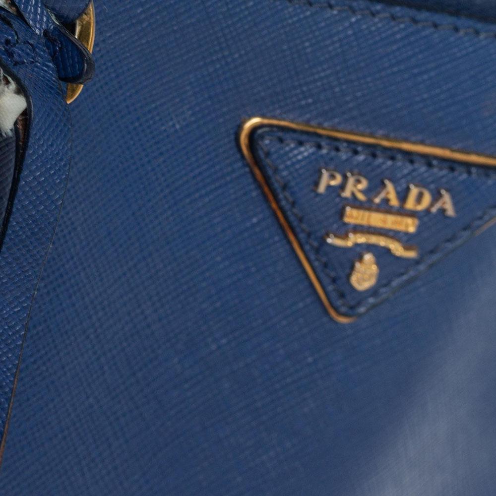 Prada Blue Saffiano Lux Leather Executive Galleria Tote 8