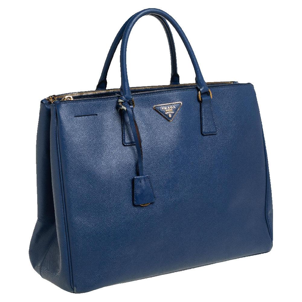 Women's Prada Blue Saffiano Lux Leather Executive Galleria Tote