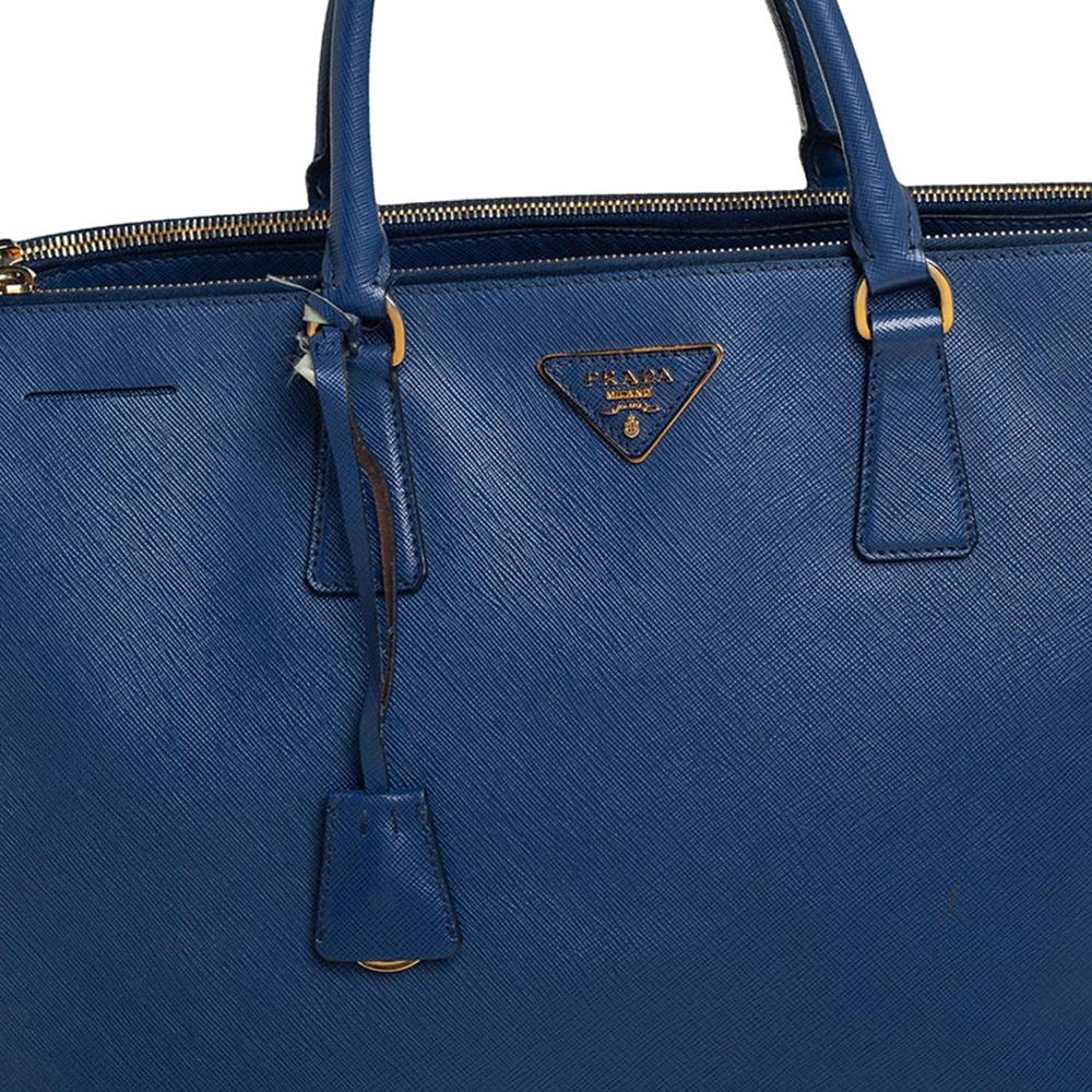 Prada Blue Saffiano Lux Leather Executive Galleria Tote 3