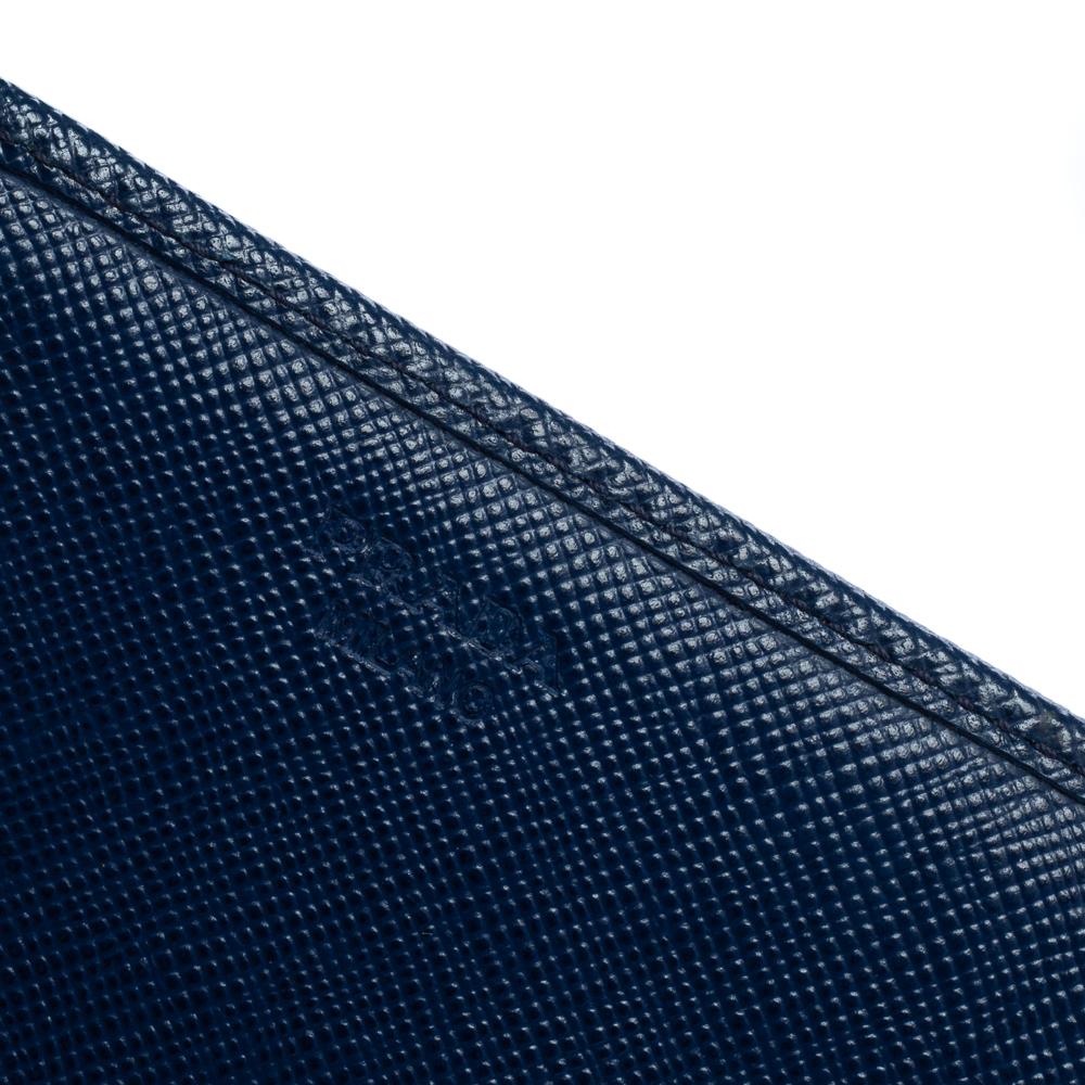 Prada Blue Saffiano Lux Leather Flap Continental Wallet 2