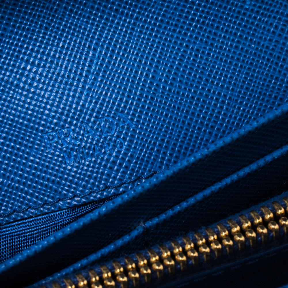 Prada Blue Saffiano Lux Leather Flap Continental Wallet 1