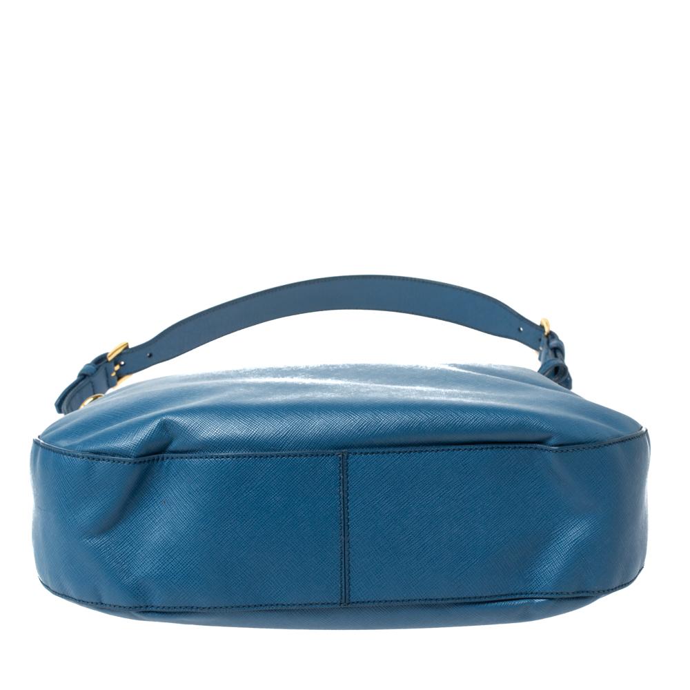 Prada Blauer Saffiano Lux Hobo aus Leder 1