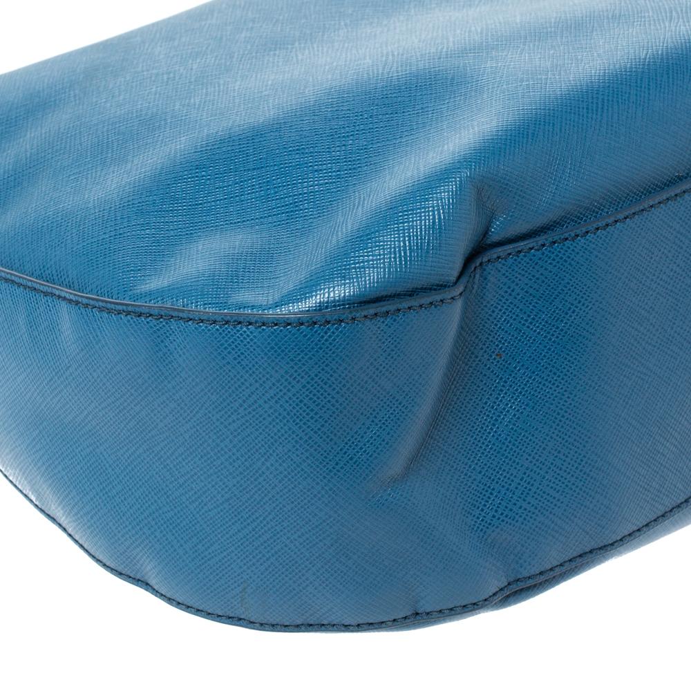 Prada Blauer Saffiano Lux Hobo aus Leder 2