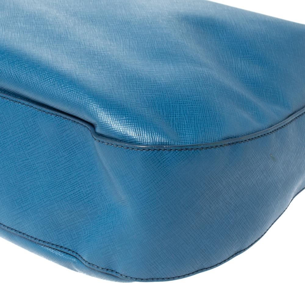 Prada Blauer Saffiano Lux Hobo aus Leder 3