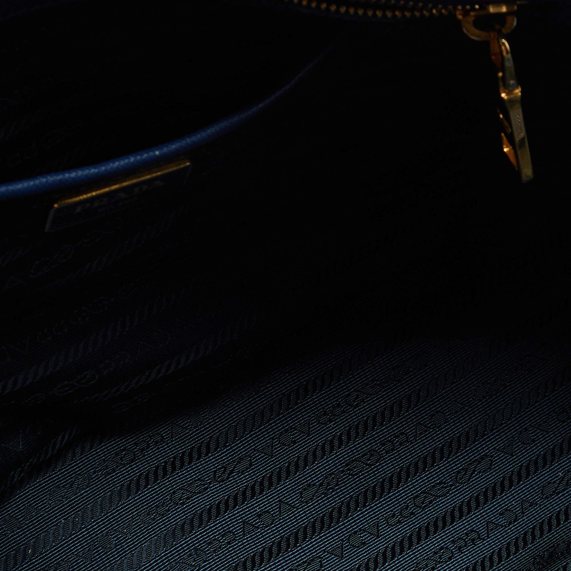 Prada Blau Saffiano Lux Leder Große Galleria Tote mit doppeltem Reißverschluss im Angebot 9