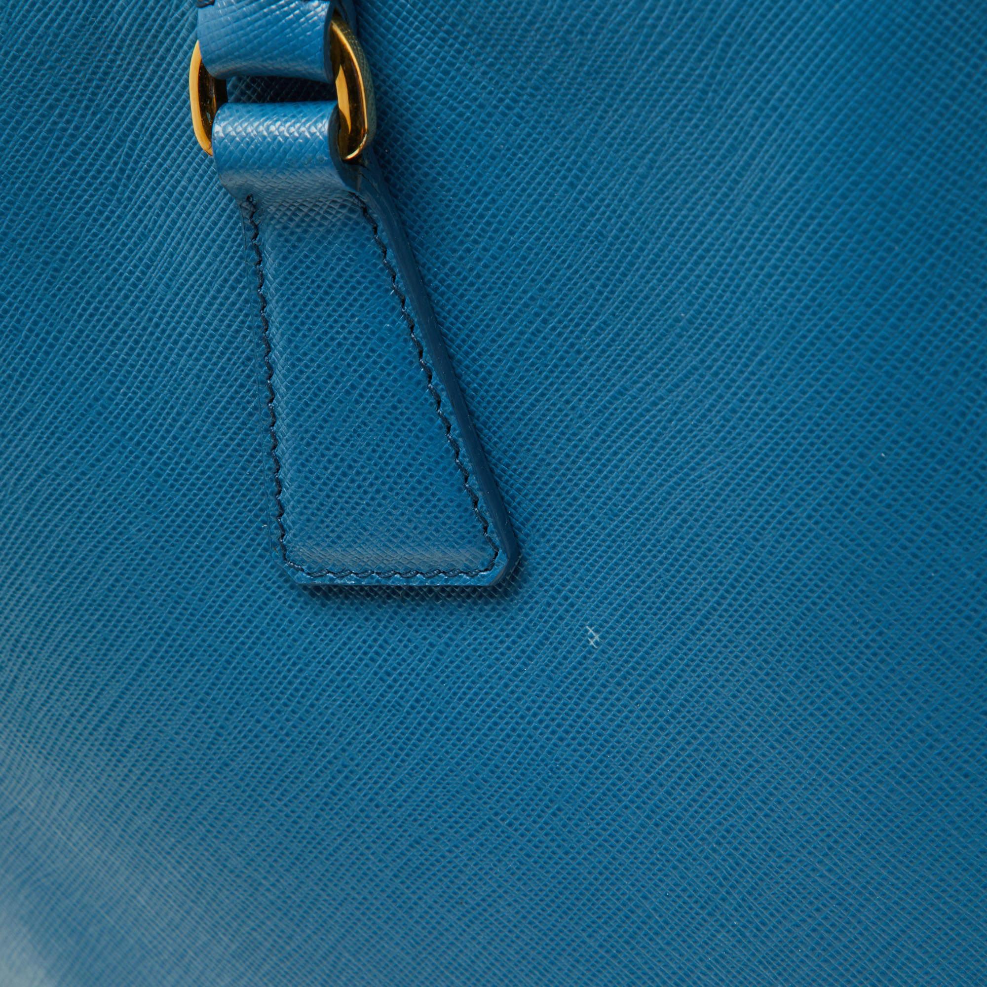 Prada Blue Saffiano Lux Leather Large Galleria Double Zip Tote 12