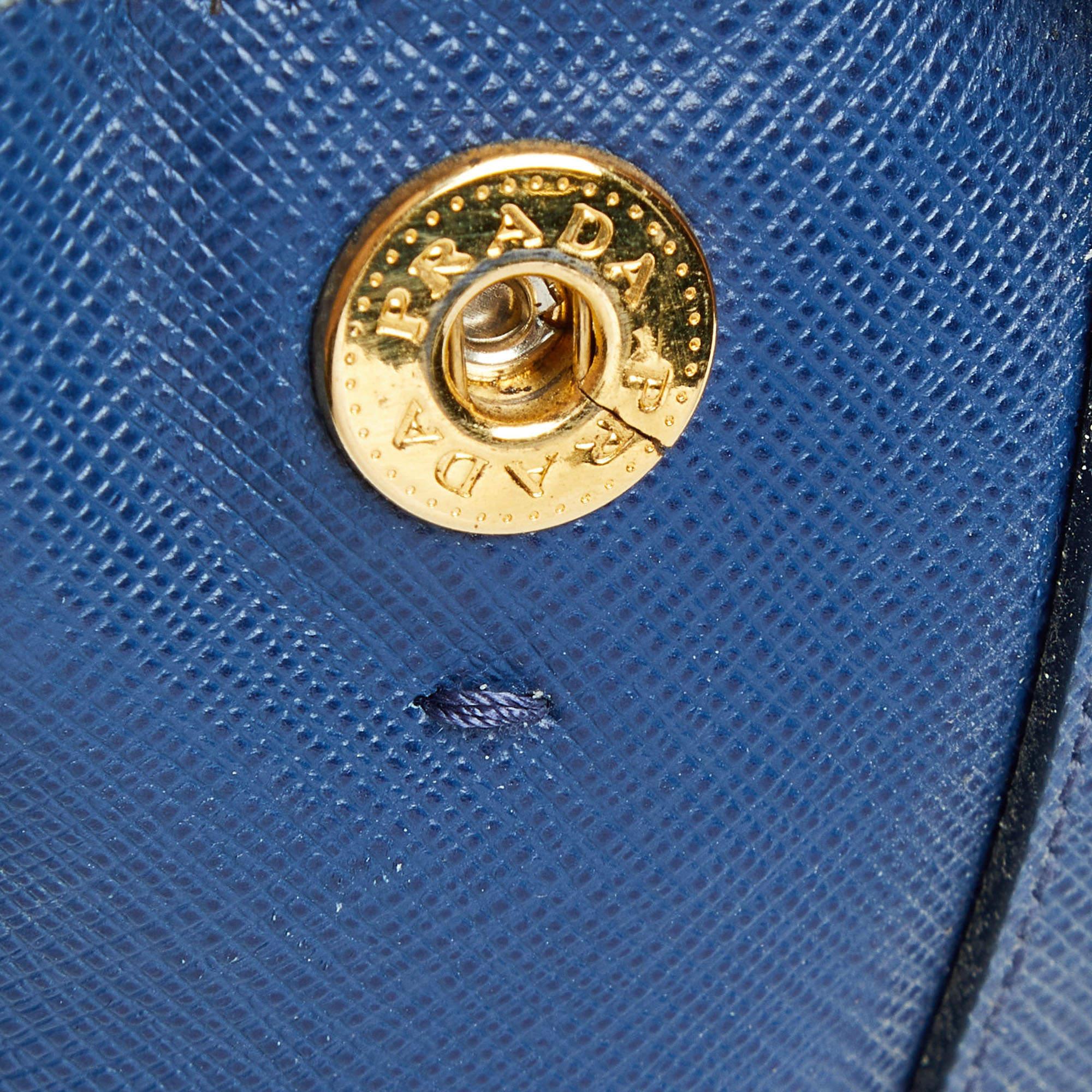 Prada Blau Saffiano Lux Leder Große Galleria Tote mit doppeltem Reißverschluss im Angebot 2