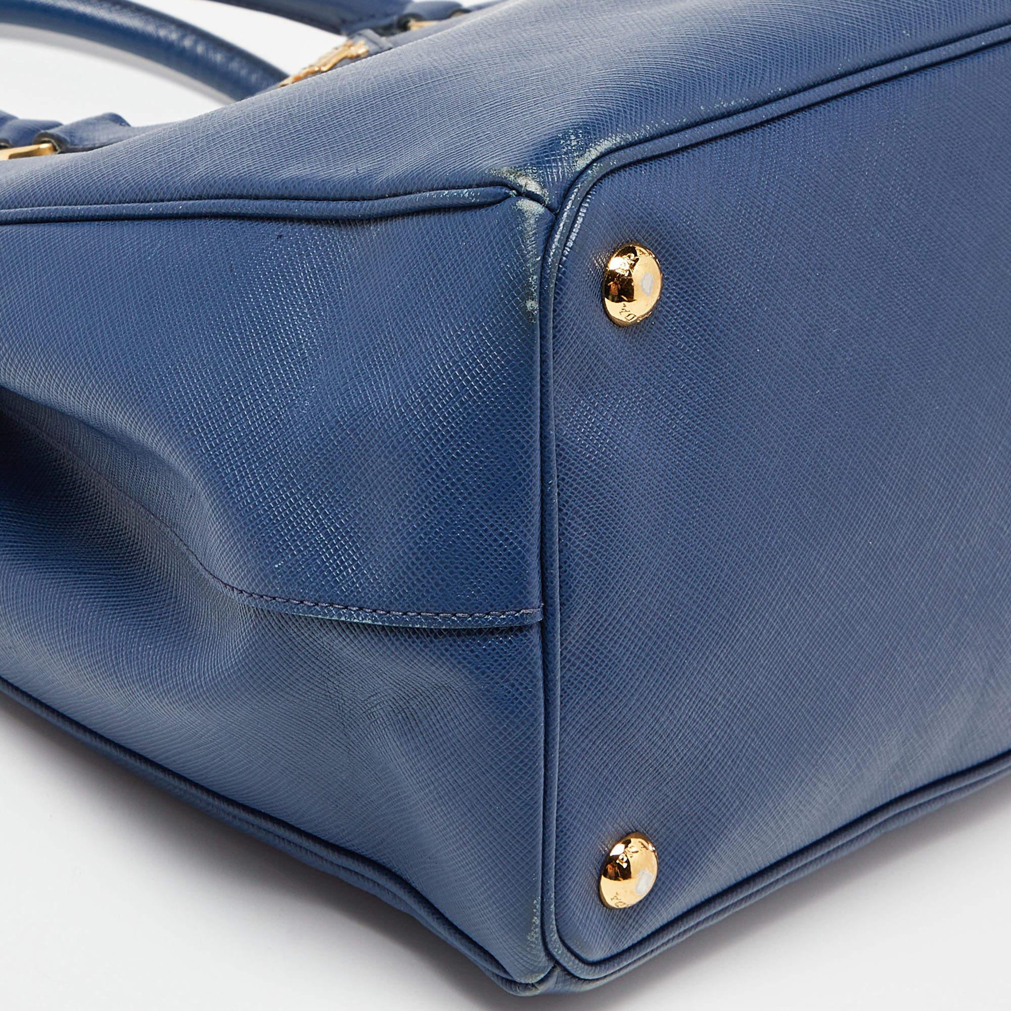 Prada Blue Saffiano Lux Leather Large Galleria Double Zip Tote 3