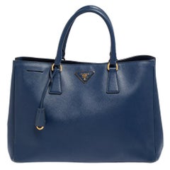 Prada Blue Saffiano Lux Leather Large Gardener's Tote