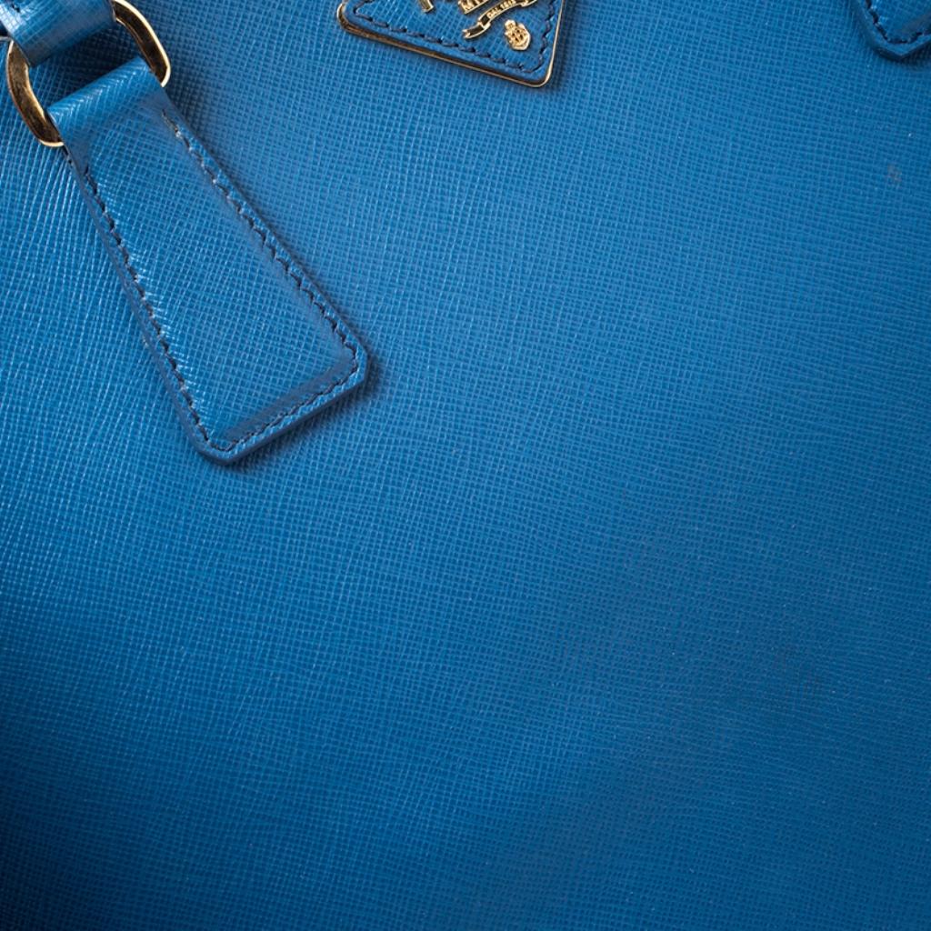 Prada Blue Saffiano Lux Leather Large Promenade Bag 6